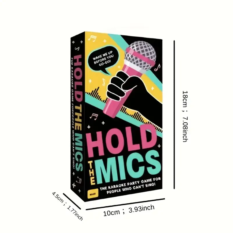 Catch the Mic - 2-10 Players, 250 Lyrics Cards with Pink & Black Microphone Design, Fun Karaoke Party Game for Family Game Night