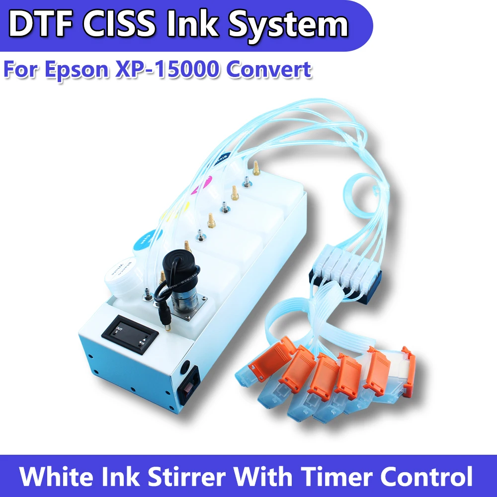 XP-15000 DTF CISS 잉크 공급 시스템(엡손 XP15000 CISS 변환 키트용 흰색 잉크 스트리어 포함)