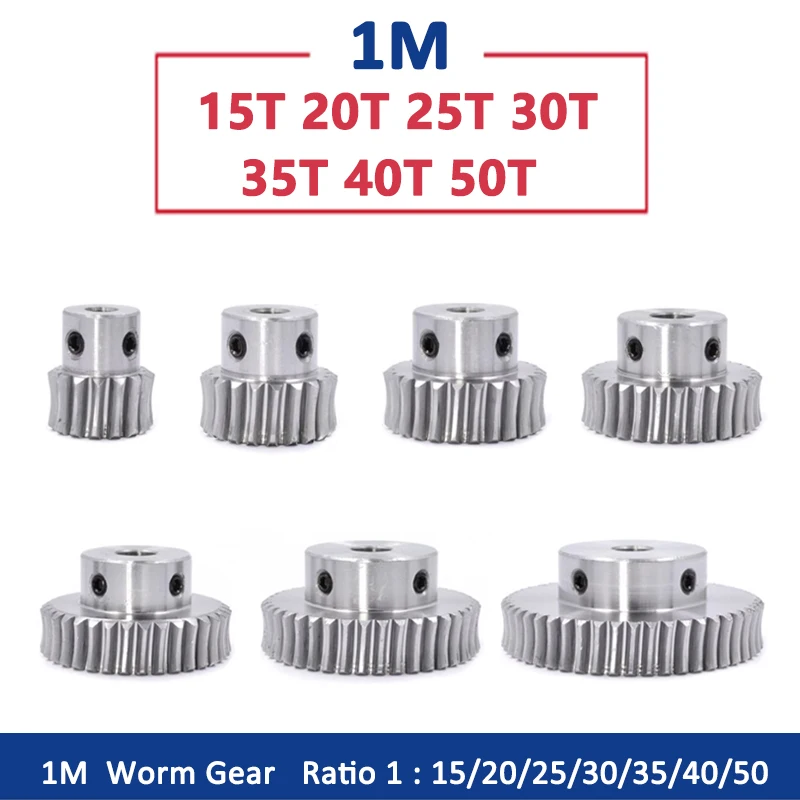 Motor gear transmission gear electric bike gear cassette deck tape gear electric chain saw gear 1pc 15T-50T 1M 45# Steel Worm Gear 15 20 25 30 35 40 50 Teeth 1 Module Turbine Speed Ratio 1:15/20/25/30/35/40/50 Bore 5-12mm