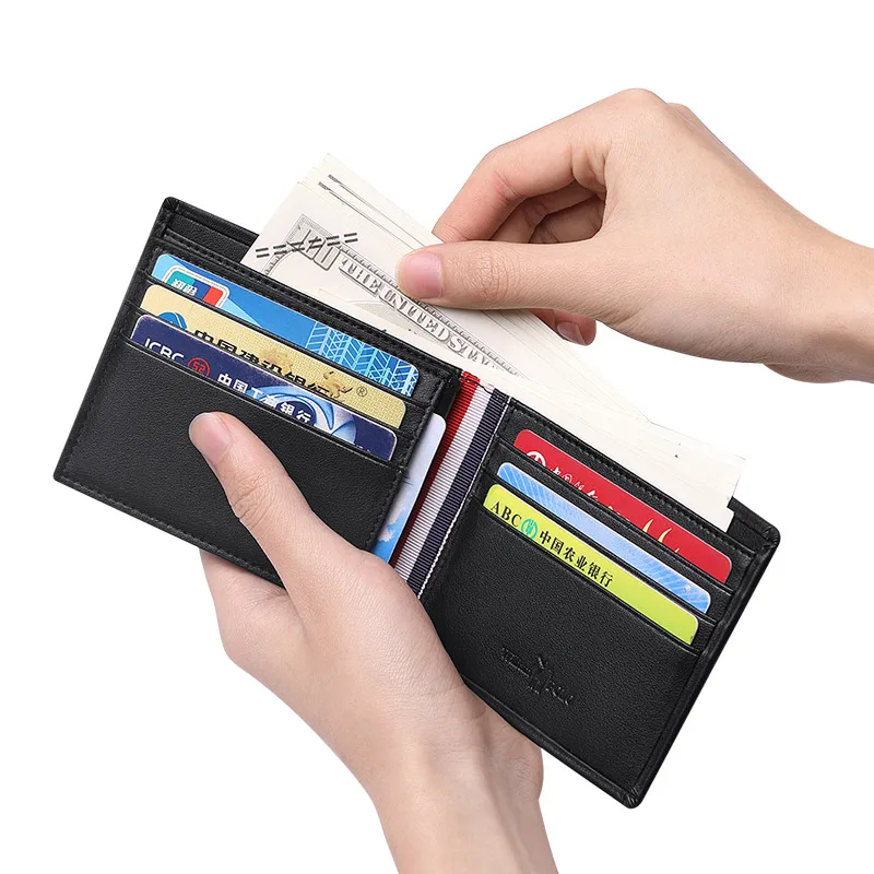 Wallet men's short real cowhide head layer cowhide wallet multi-function card bag wallet gift box for boyfriend 5