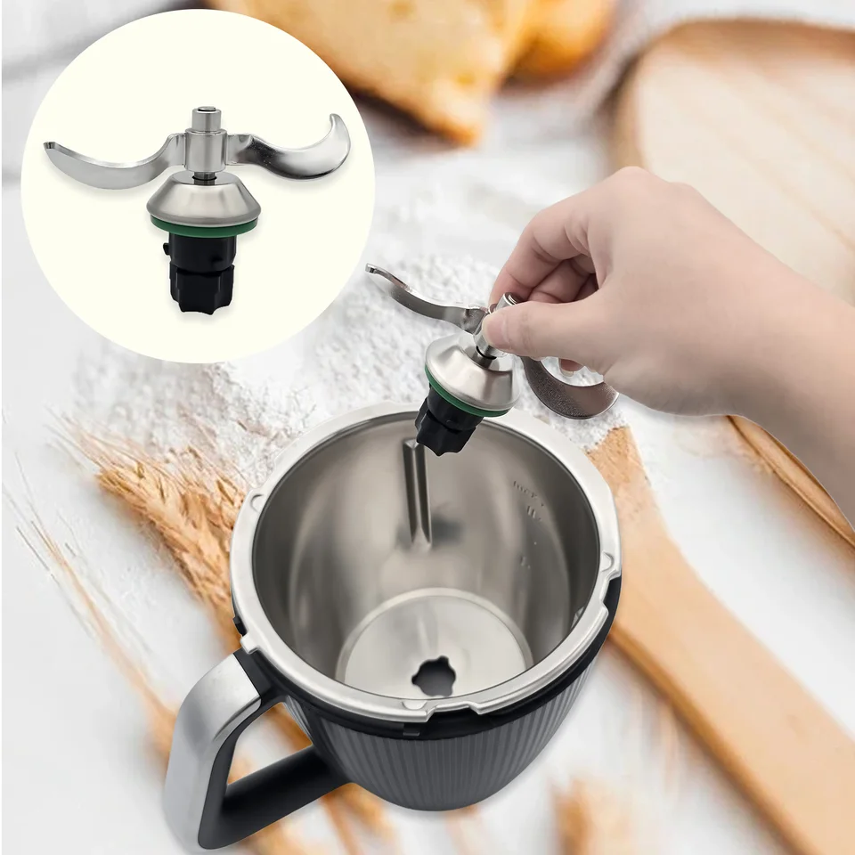 Teigmesser für Thermomix TM7 TM6 TM5, Edelstahl Mixmesser Zubehör, Kein Teig-Rückstand, Einfach zu Reinigen, Kompatibel mit Vorwerk Thermomix TM5/TM6 Küchenmaschine