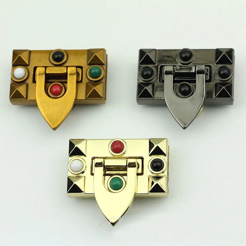 10Pcs Old Gold Metal Bag Folding Lock Clasp Push Lock Closure Catch Buckles Leather Craft Women Bag Purse Handbag Accessory