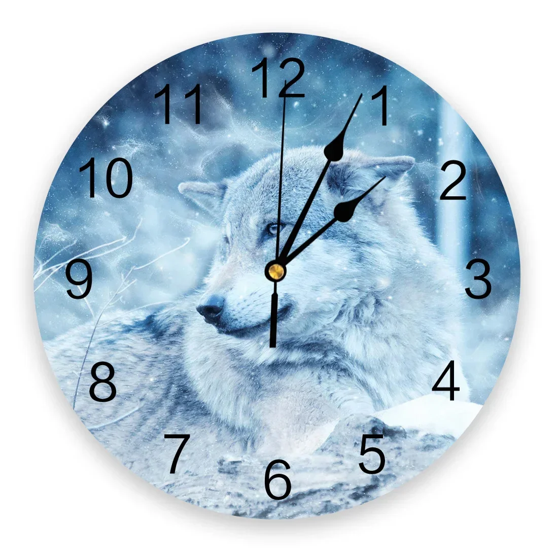 Round Wolf & Moon Acrylic Wall Clock Color:WHH00704;Sheet Size:10inch(25CM)
