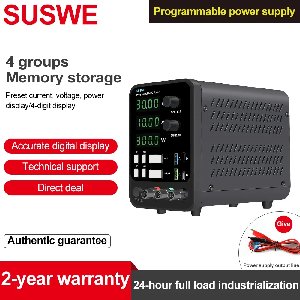 DC Power Supply 300W 360W 30V 10A 60V 5A 120V 3A DC Adjustable Power Supply 4 Digit Display Mini Laboratory Power Supply Voltage Regulator