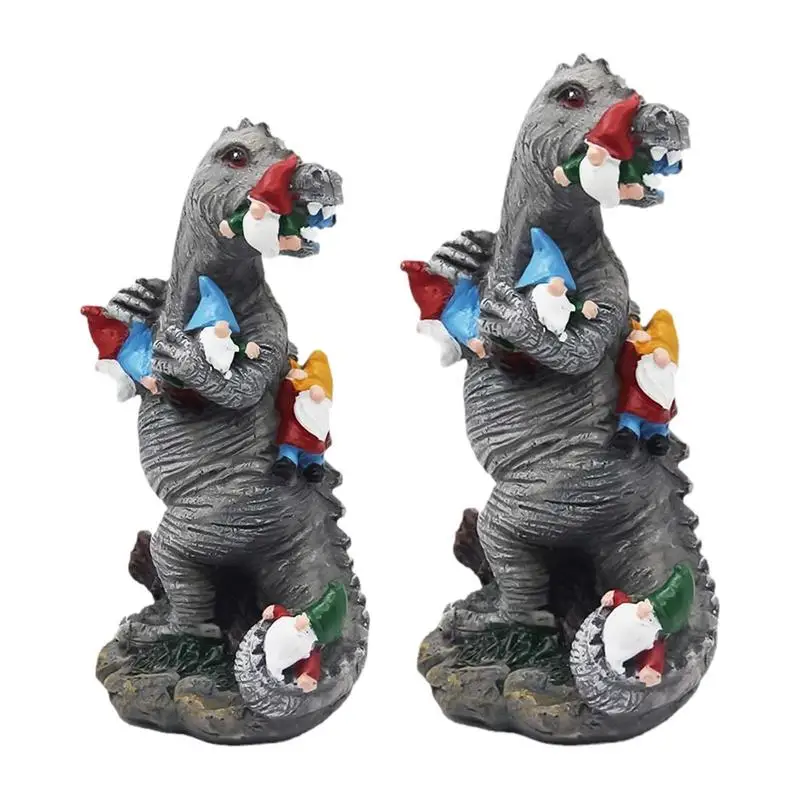 

Dinosaur Garden Statues Creative Halloween Anti Fade Cute Realistic Gnome Dinosaur Resin Statue Garden Home Outdoor Decoration