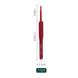 Premium Aluminum Crochet Hooks with Soft Red Rubber - Grip Handles for Knitting and Braiding (4.5mm)