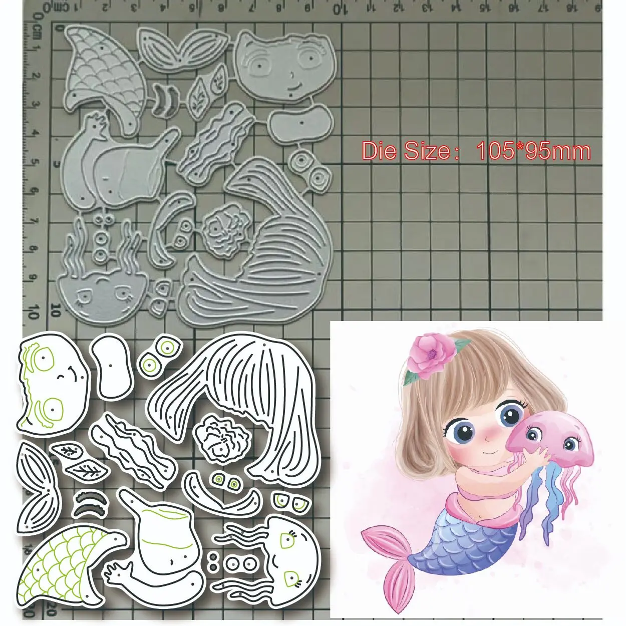 2023 New Metal Cutting Dies Little Mermaid Meduse Decoration Diy Scrapbook Paper Craft Knife Mold Blade Punch Stencil Dies