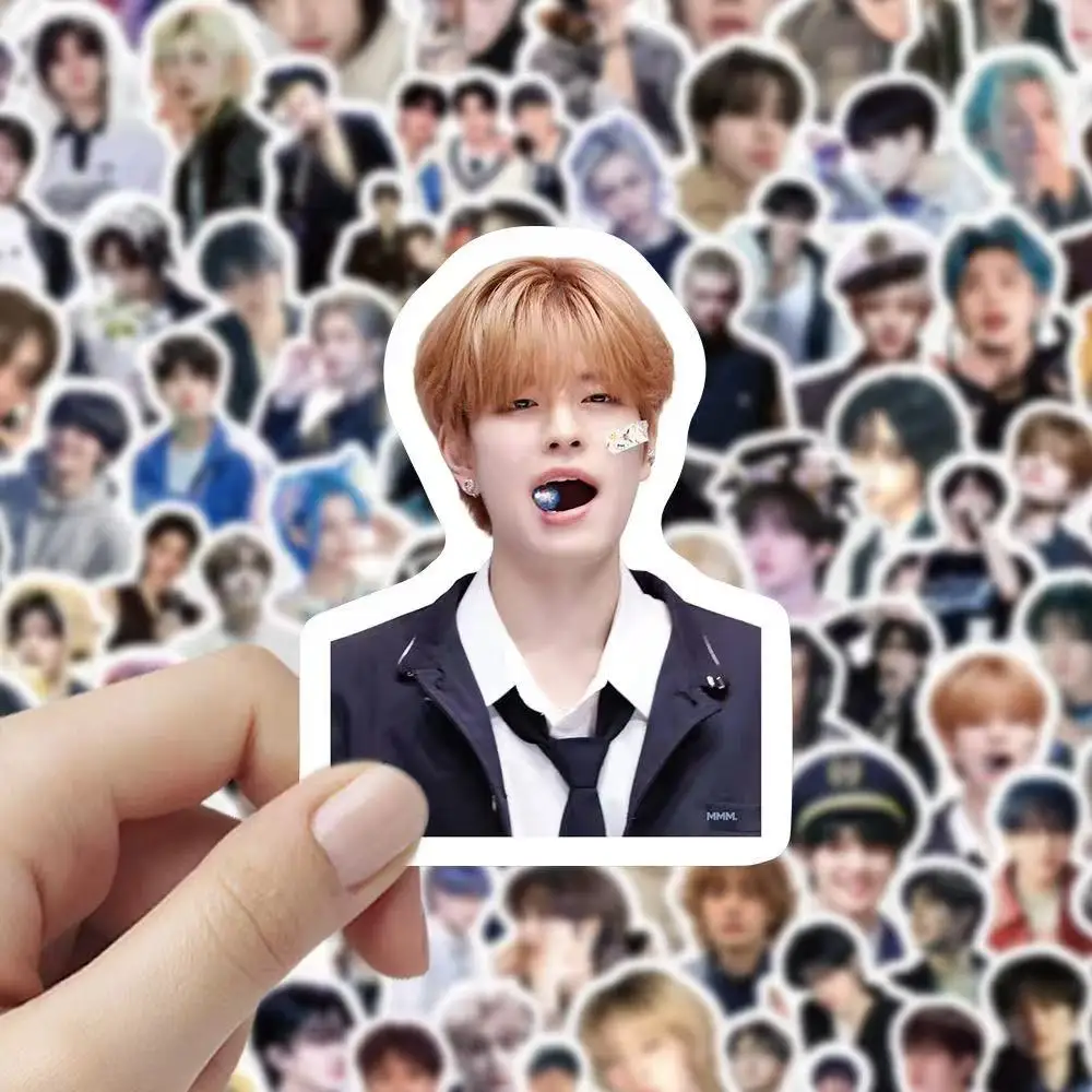 100pcs Kpop Korean Boy Group Kids Big Head Stickers New Kpop Boy Group Support Luggage Accessories Desktop Waterproof Stickers