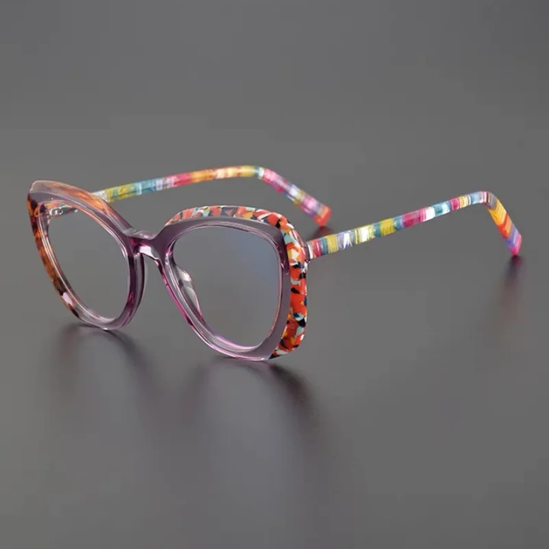 

Cat-eye glasses frame women's large frame thickened with colored acetate optical glasses frame to make prescription glasses for