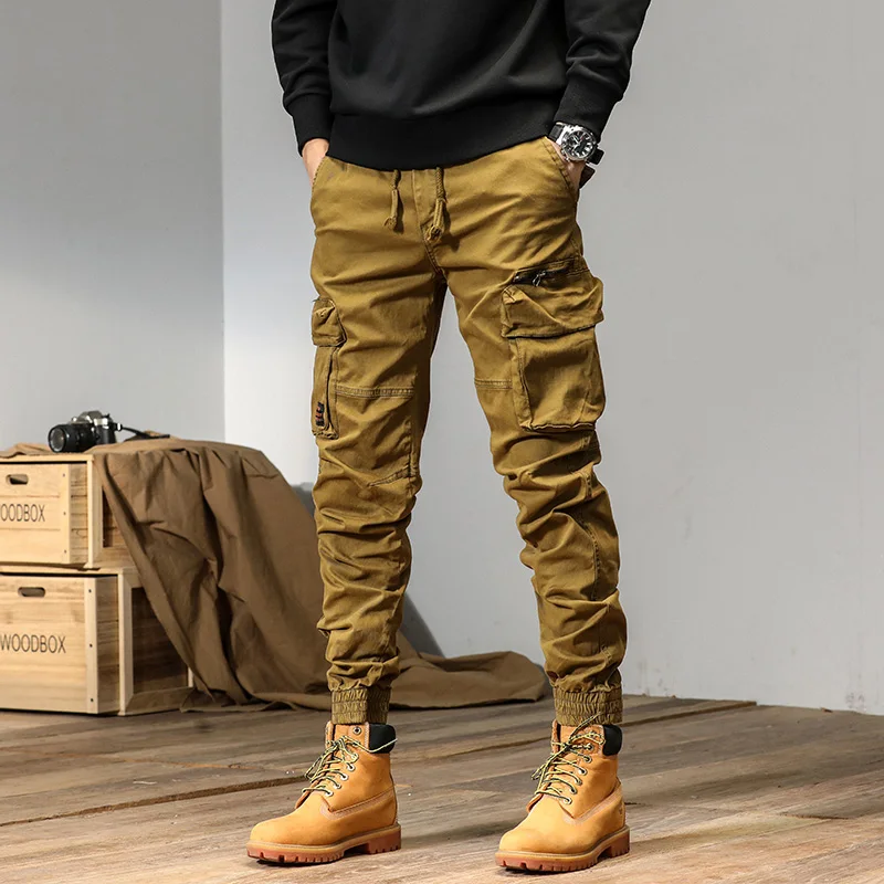 Casual Pants Mens Joggers Cargo Pants Y2k Multi-Pocket Male Trousers
