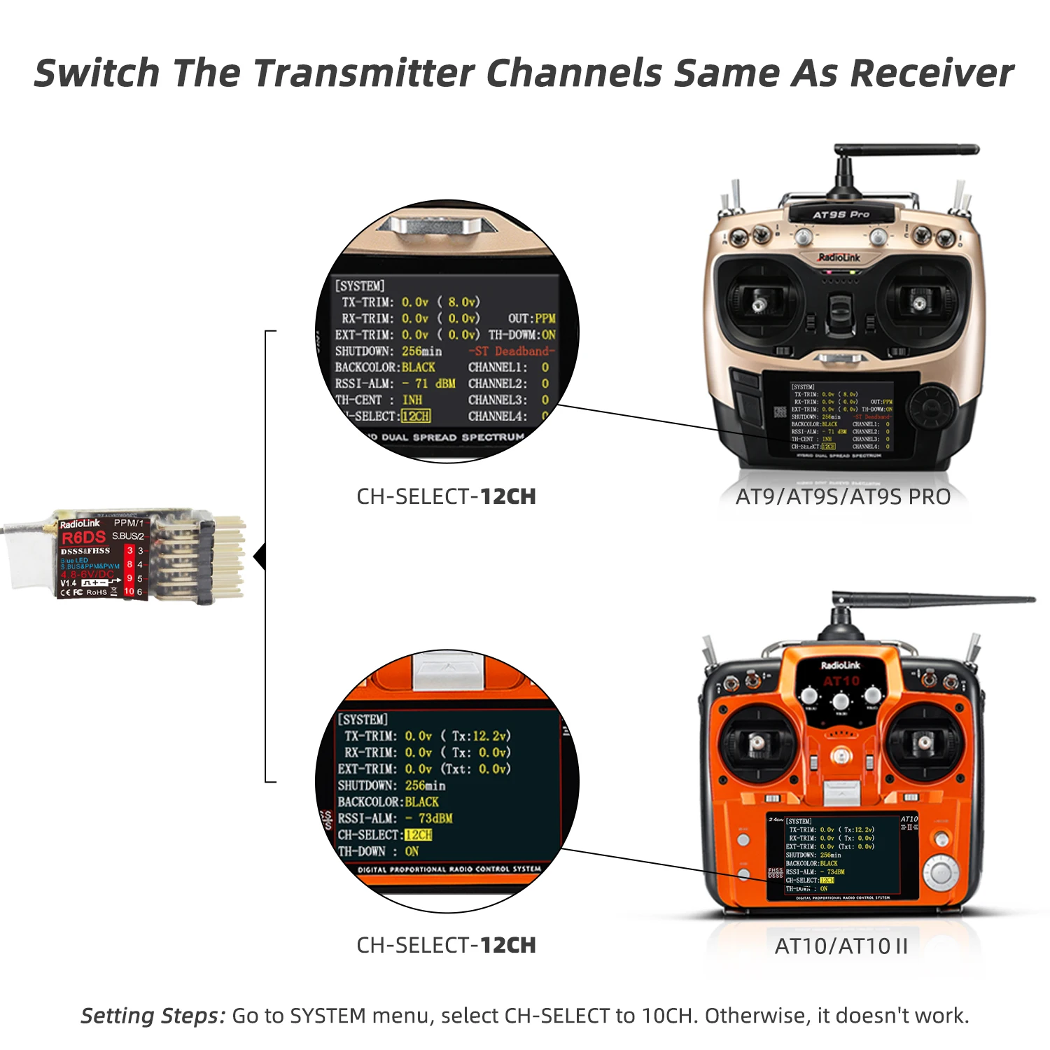 รูปสินค้า ชุดควบคุมเครื่องบินบังคับ 2.4G 6/10 ช่องสัญญาณ สำหรับโดรนแข่ง