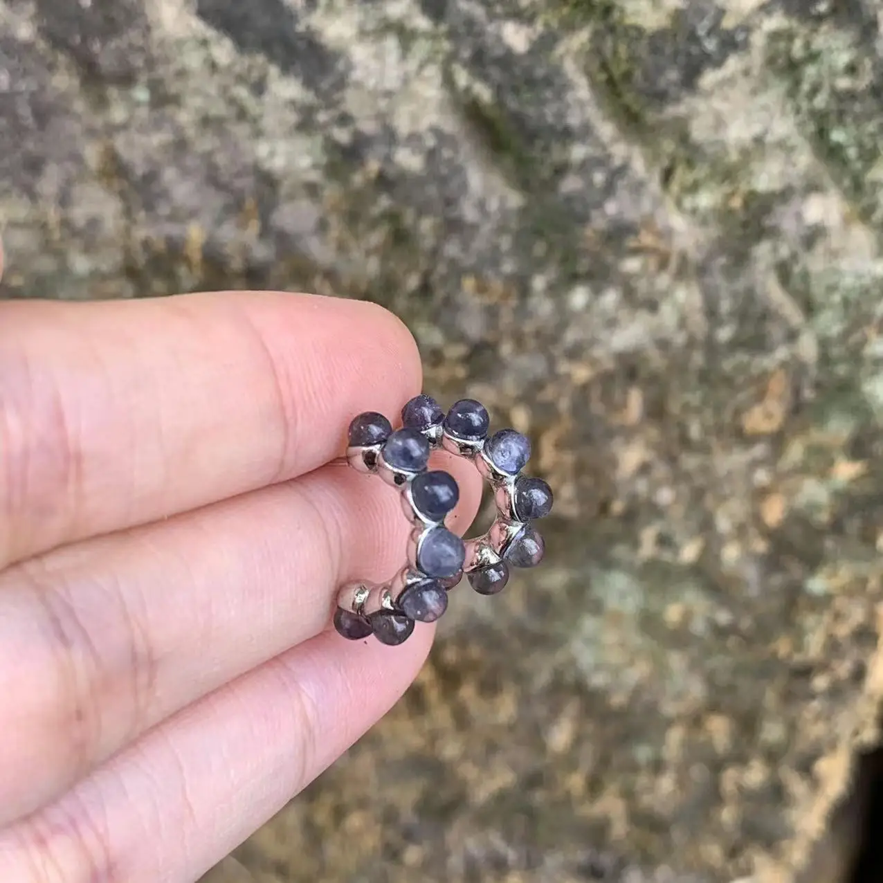 100% Genuino Cordierite Naturale/Iolite/Dicroite Orecchini A Bottone In Argento Sterling 925 Orecchini A Bottone Per Gioielli Da Donna Regalo