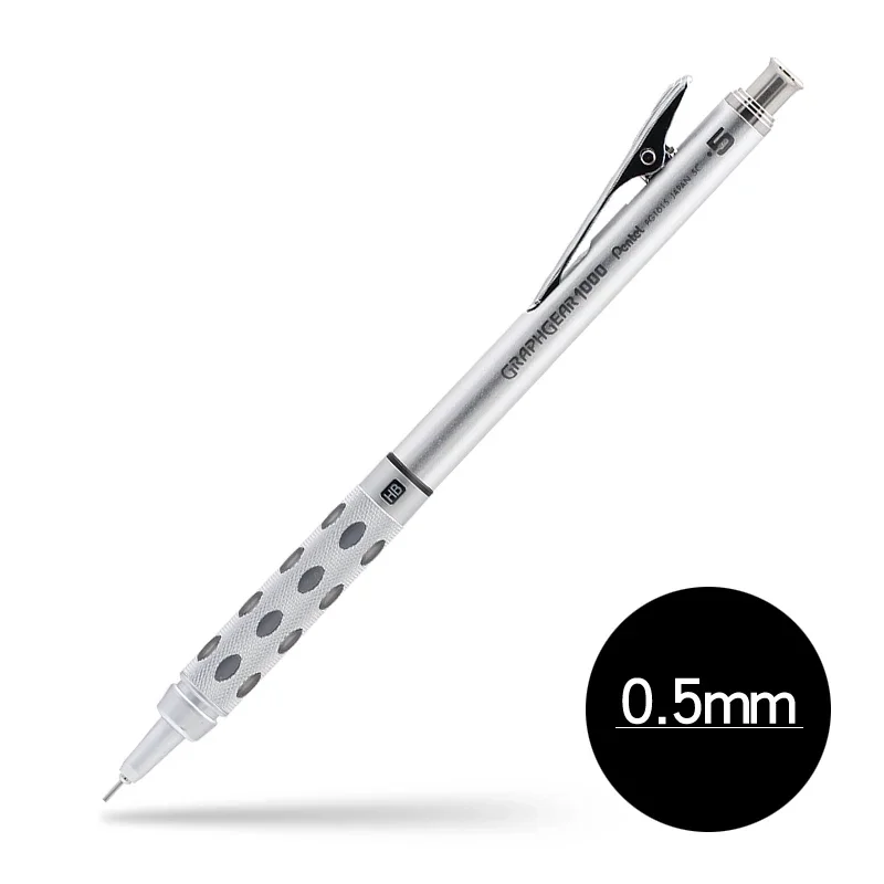 עט ציור מכני Pentel Graph Gear 1000 עם מחק גוף מתכת 1 יחידה עט אוטומטי יפני 0.5 מ"מ 0.3 מ"מ 0.7 0.9 מ"מ
