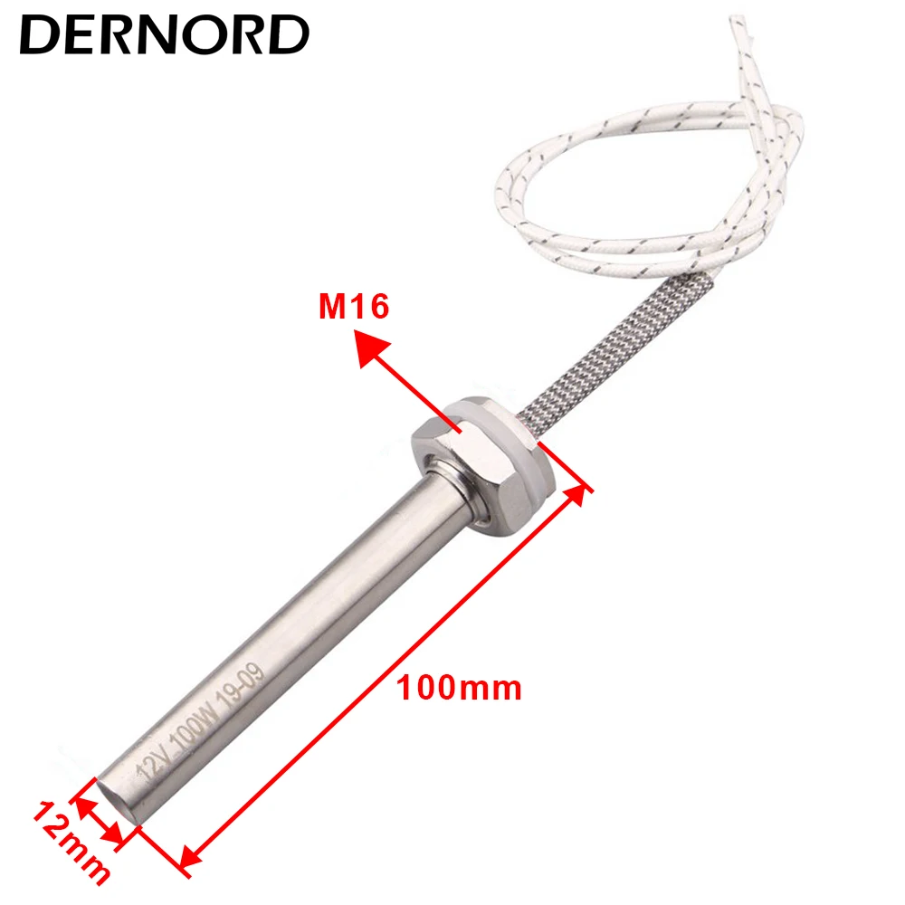 DERNORD 12V Immersion Cartridge Heater Rod M16 Thread Electric Tubular  Water Heating Element volts Resistance100w 150w 200w - AliExpress