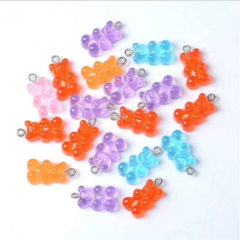 Crystal Candy Bear Pendant Charms for Necklace Bracelet Earrings Jewelry Making Diy Findings Bears Christmas DIY Making