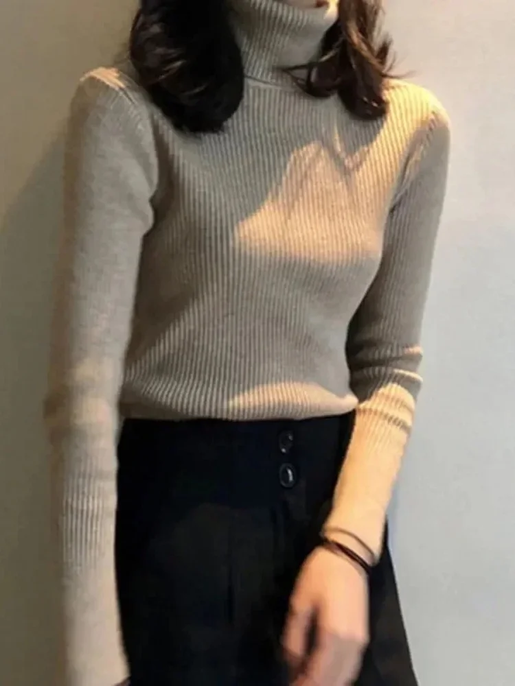 Women Autumn Knitted Sweater Turtleneck Jumper