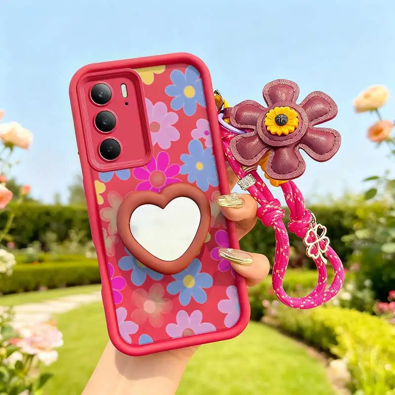 Cartoon Flower Phone Case Set with Lanyard and Craft Embellishments – 3 Piece Set