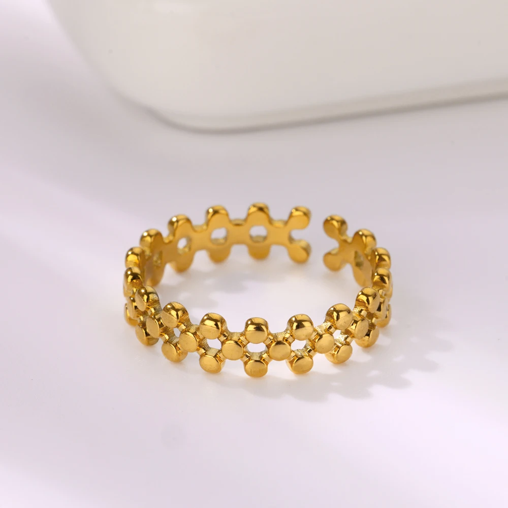 Stainless Steel Ring for Women - Unique Cross & Bead Design