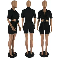 Streetwear Two Piece Set for Women Summer Outfits Pockets Short Sleeve Button-Up Shirt Top Short Sets Party Club Matching Sets - Image 6