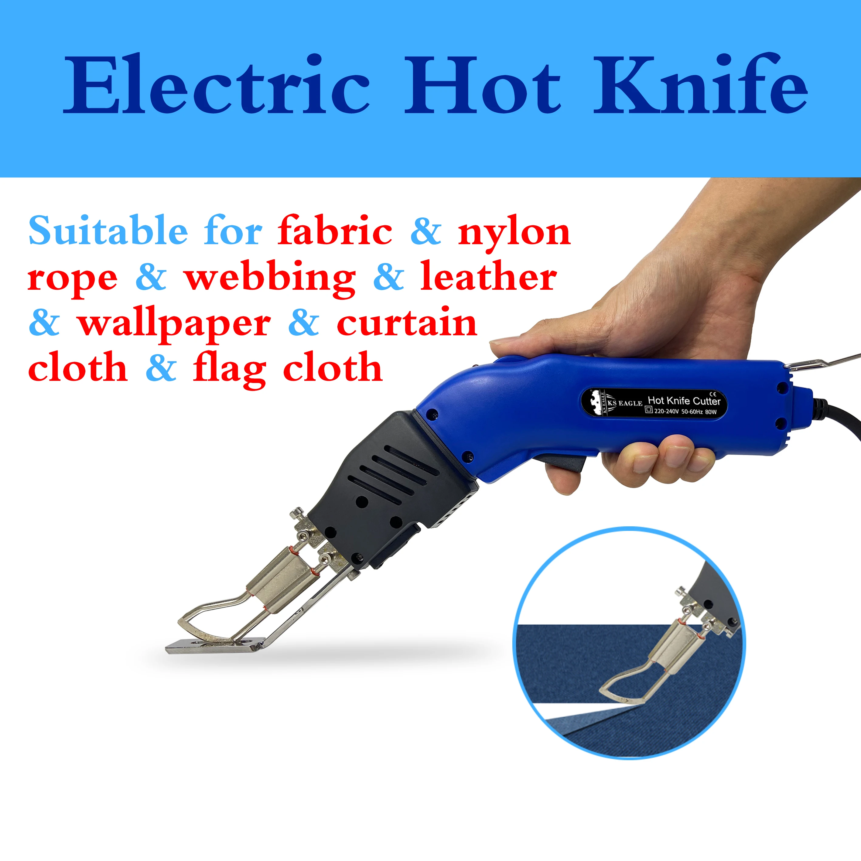 Electric Heat Knife Non-Woven Fabric Rope Cutter Portable Leather Curtain Heat Cutting Tool Hot Melt Sealing Synthetic Fabric