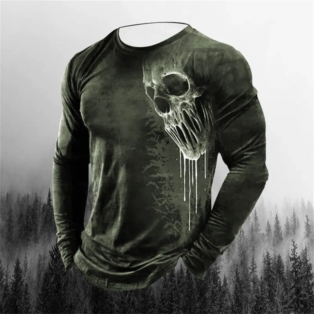 Hip Hop Herren T-Shirt Rundhals ausschnitt Langarm Top Trend Print T-Shirt Rüstung 3D T-Shirt Herren Sommer übergroße locker sitzende Gerinnsel – Detail 7