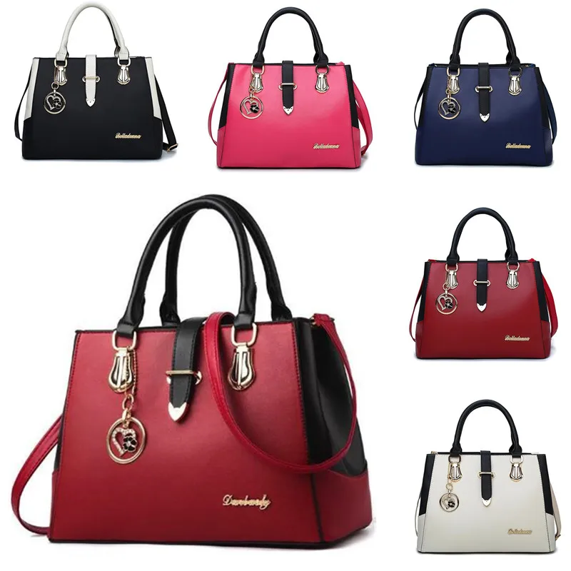 

Women HandBag Fashion Patchwork Shoulder Office Work PU Leather Bag Female Casual Solid Color Bags Lady Simple Messenger Bag