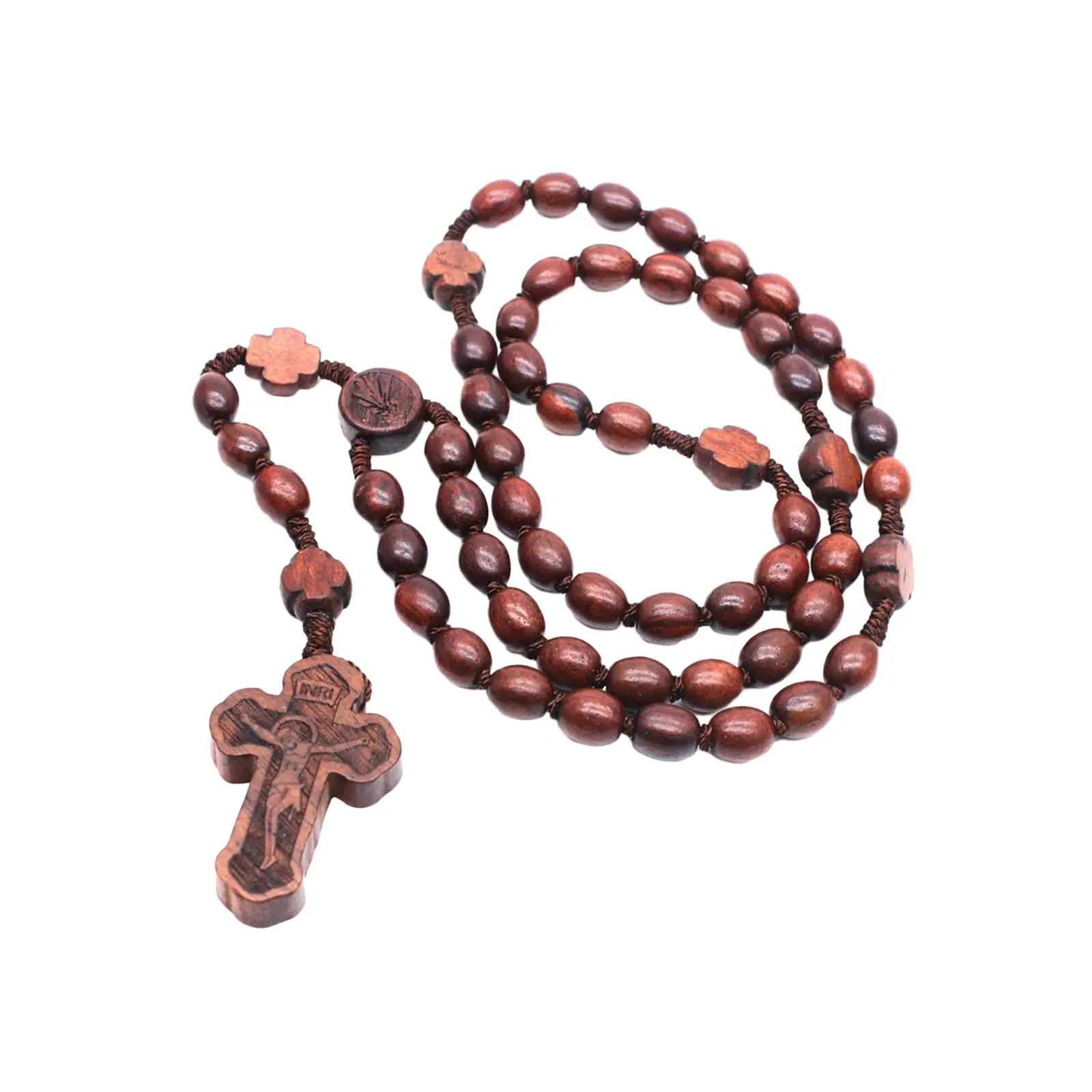 Rosary Cross Necklace Men Woman Lightweight Durable Wood Beads for Thanksgiving Anniversaries Valentines Day Weddings Mother Day