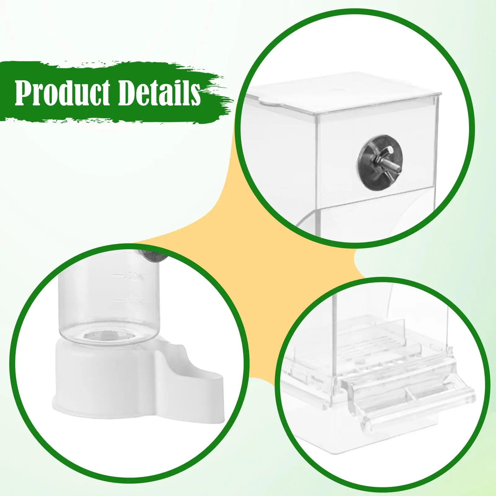 Bird Feeders and Waterer Clear Viewing Cage Accessory Food Dispenser for Canary Finch Cockatoo Cockatiel Lovebirds Budgies Bird Feeders and Waterer Clear Viewing Cage Accessory Food Dispenser for Canary Finch Cockatoo Cockatiel Lovebirds Budgies