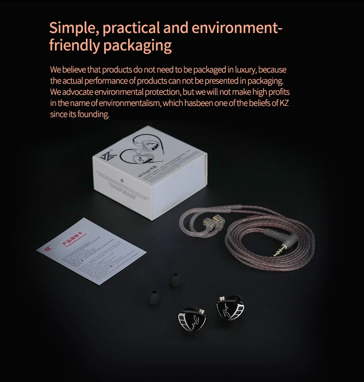 KZ Saga In Ear Earphones Two Different Tuning Music Headphones HiFi Stereo Bass Earbuds Sport Gaming Headset 2PINS Cable