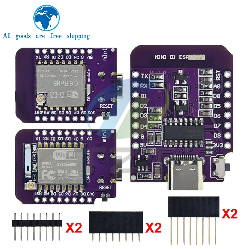 

D1 Mini TYPE-C ESP8266 ESP-07/07S CH340G USB D1 Mini WIFI макетная плата D1 Mini NodeMCU Lua IOT плата 3,3 В с контактами