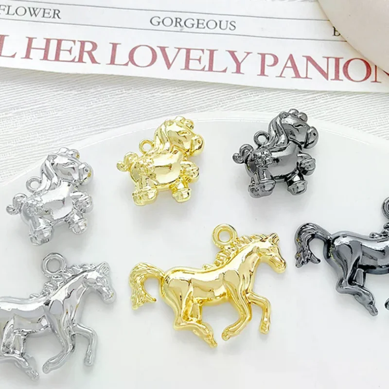 2Pcs/lot Cute Zinc Alloy Double-sided Running Horse Pendant Charms For DIY Handmade Necklace Bracelet Earrings Accessories