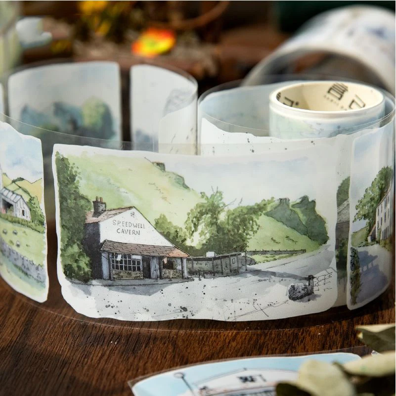 JIANWU 60mm*200cm Four Seasons with You Series Vintage Building Landscaping PET Tape Creative DIY Journal Collage Stationery 2