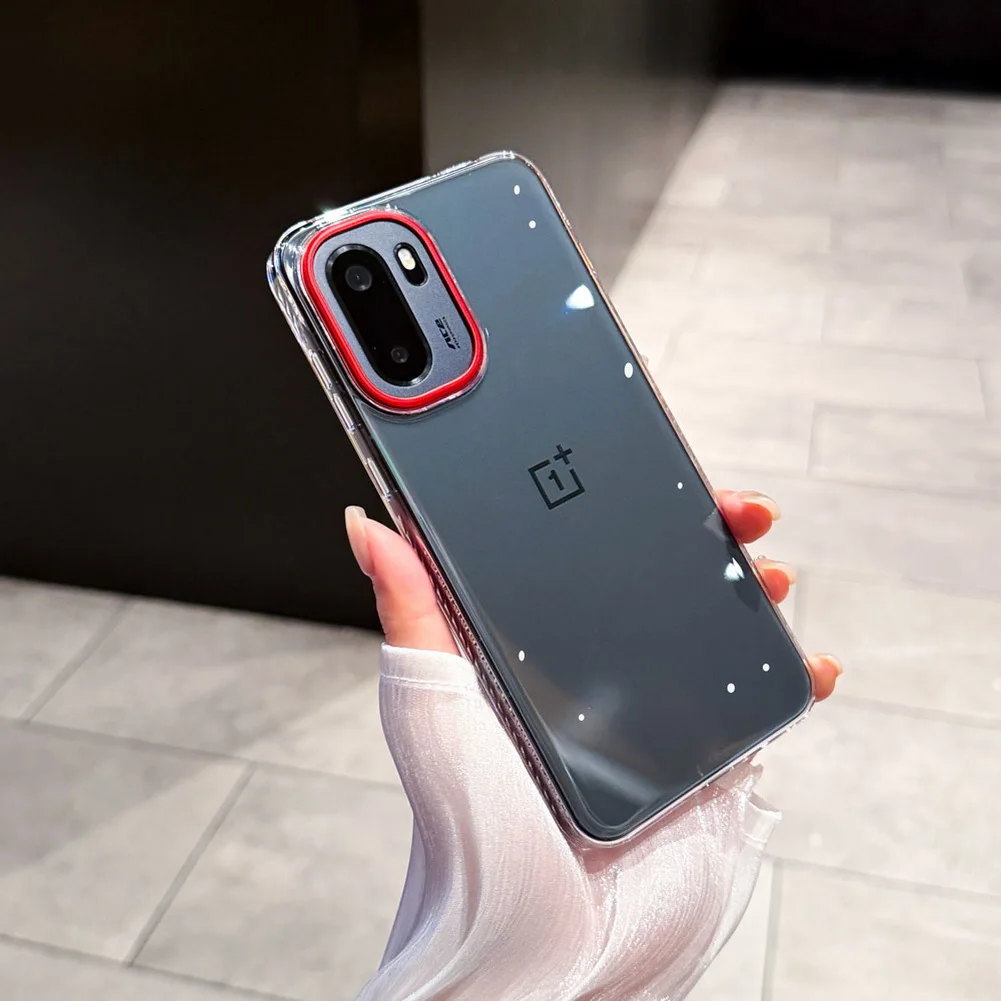 Ultra-Thin Clear Magnetic Case with Red Camera Ring Protect Cover
