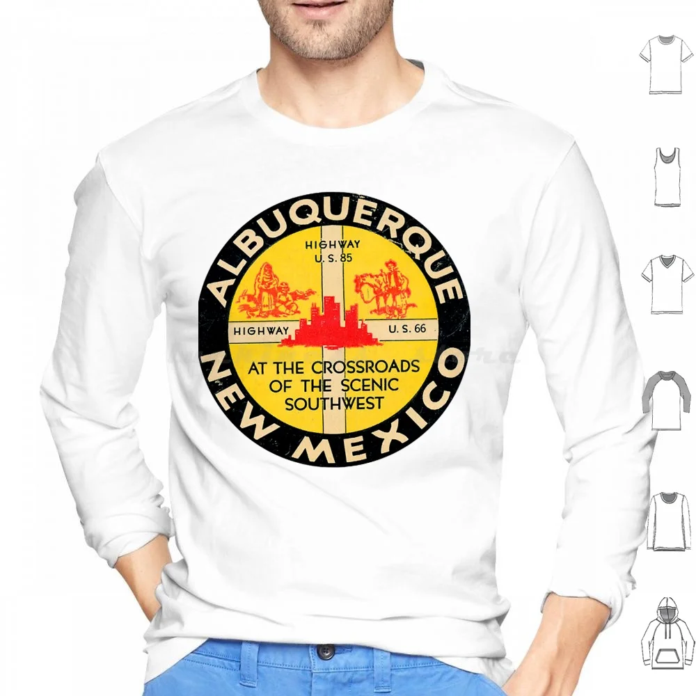 

Albuquerque New Mexico Route 66 Vintage Hoodie cotton Long Sleeve Albuquerque New Mexico Route 66 Vintage Road Trip Retro