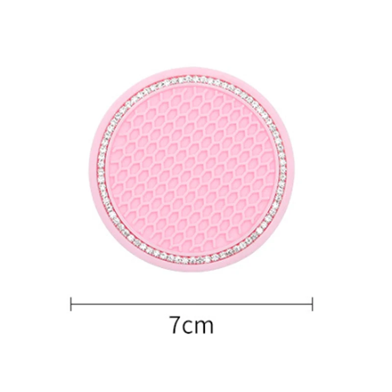 Cup Holder Coasters Car Water Cup Pad Holders Non-slip Diamond Rhinestone Rubber Mat for Auto Interior