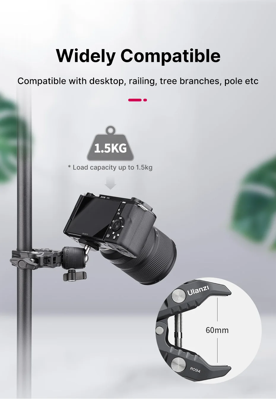 Ulanzi R099 مشبك مع 360 درجة صغيرة ل DSLR كاميرا Gopro
