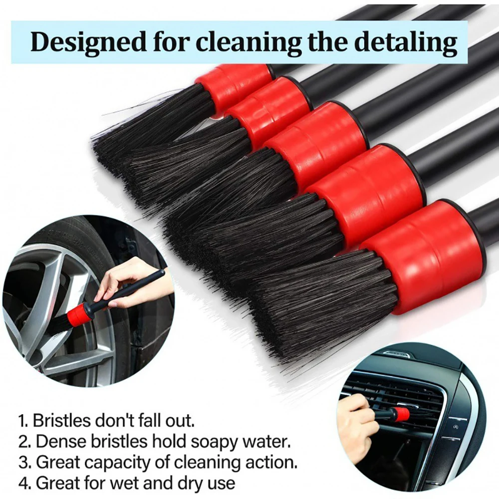 Cleaning Tools Set Interior Exhaust Cleaner Brush Car Detailing Wipes Auto Detailing Products 7 Piece Auto Cleaning Brush Set