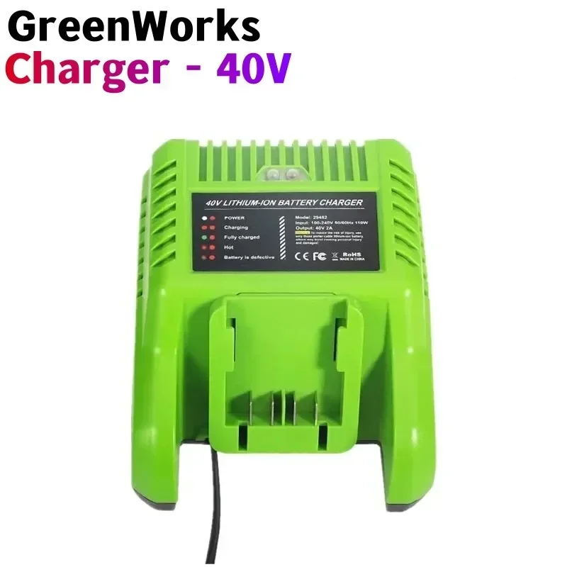 

40V Lithium Ion Battery Charger 29482 Compatible with GreenWorks G40C Tools for G-Max 36V 40V Li-Ion Battery 29472 Power Tools