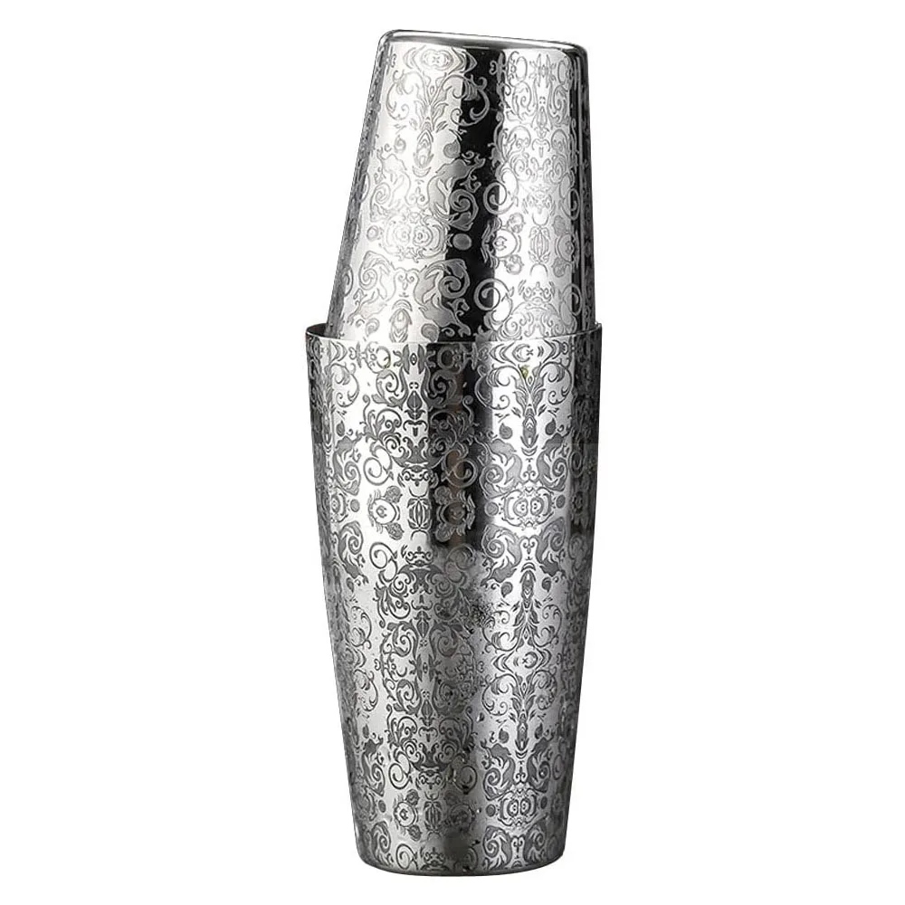 Stainless Steel Boston Shaker Tin with Etched Pattern Cocktail Shaker Martini Drink Mixer Professional Bartender Kits cocktail shaker