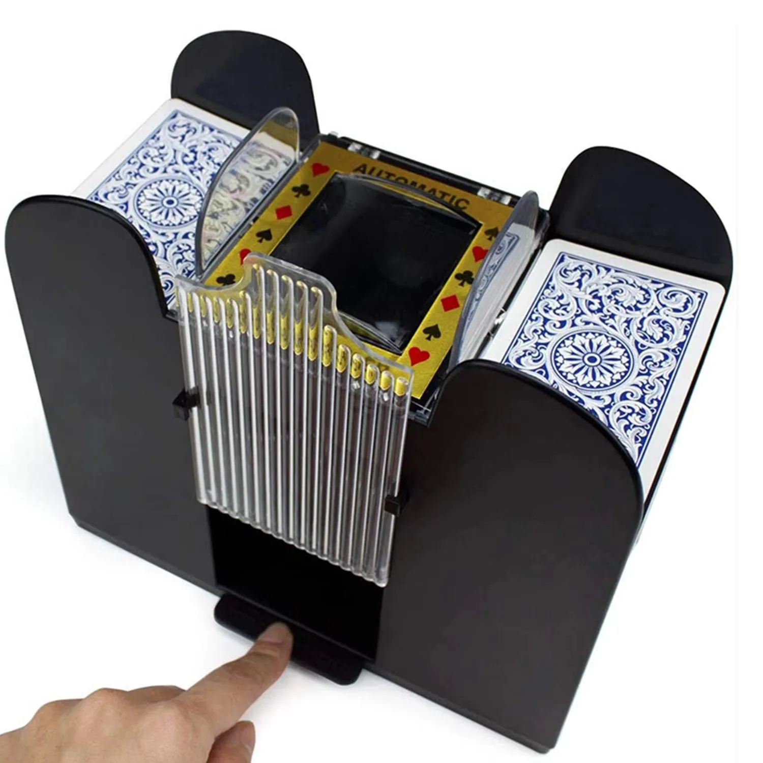 2 Decks Automatic Card Shuffler Automatic Playing Cards Shuffler Mixer Games Poker Sorter Machine Dispenser for Travel Home