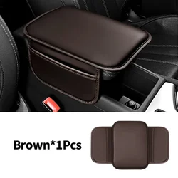 Premium Leather Car Armrest Box Pad - Enhanced Comfort and Style for Your Vehicle (Brown)