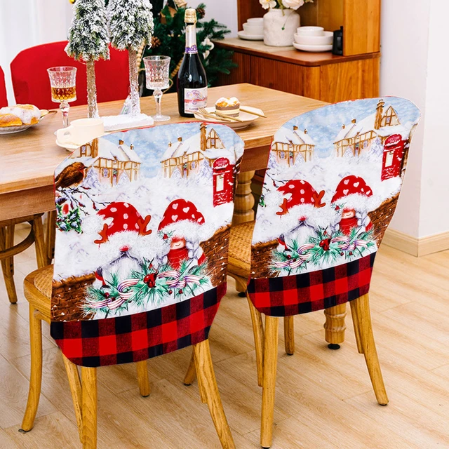 4 Pcs Christmas Chair Covers Set Xmas Forest Elderly Chair Cover