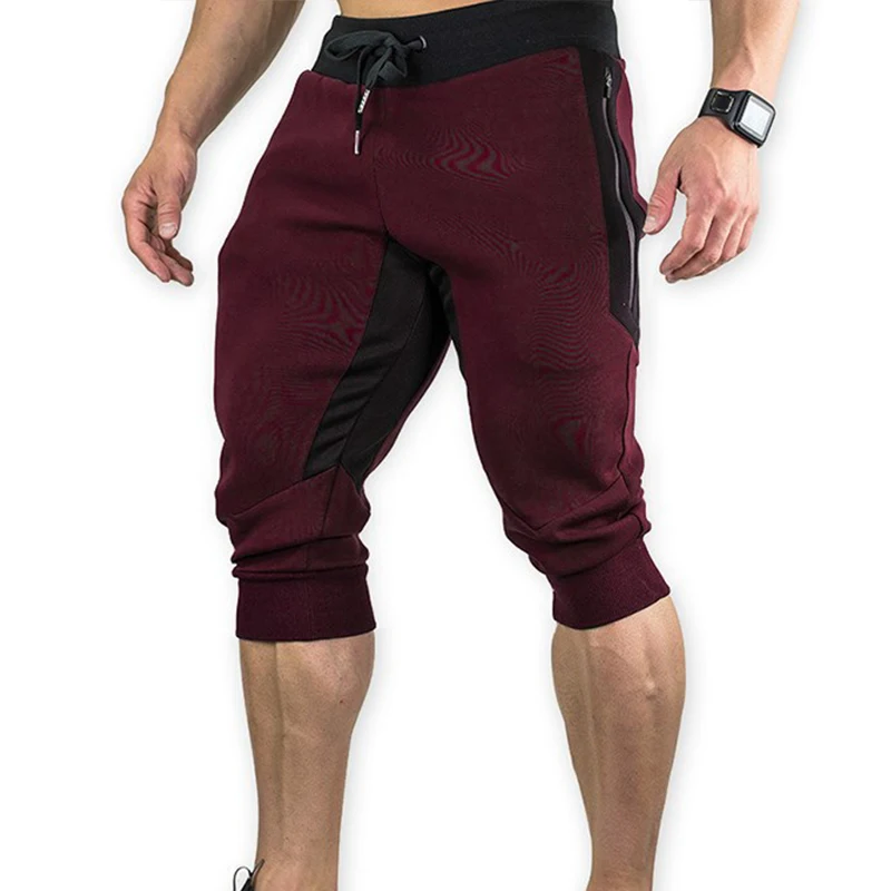 Mens Summer Shorts Running Workout Joggers  3/4 Capri Pants Slim Fit Fitness Drawstring Sweatpants Camping Gym Pants Below Knee