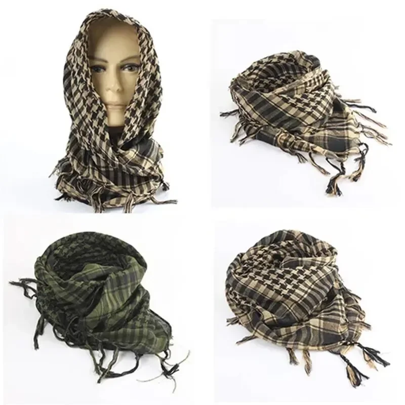 Square Scarf Arab Muslim Shawl Plaid Stripe Printed Outdoor Wind and Sand Neck Cover