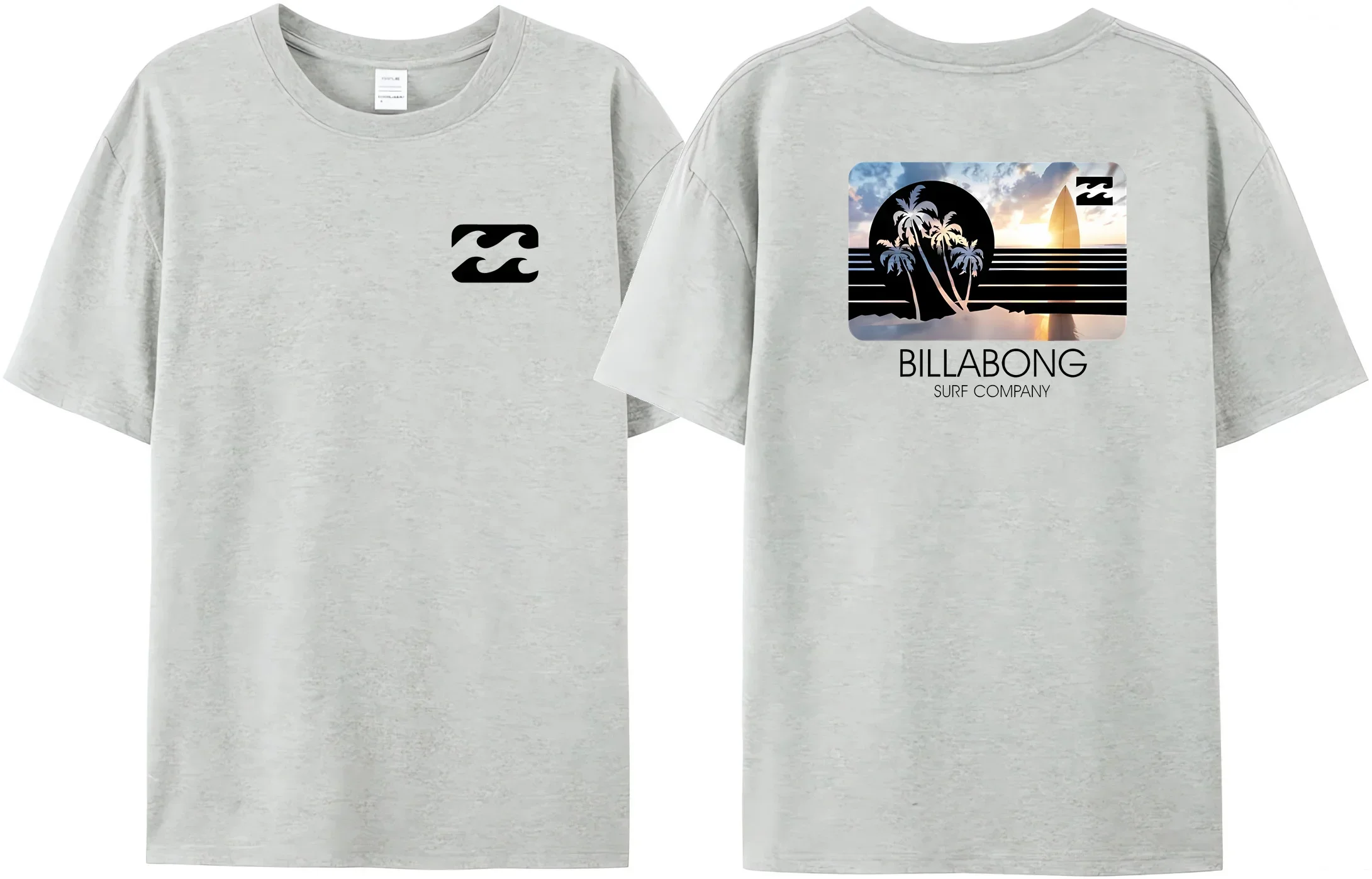 Wave New Men's Summer Billa-bong T-shirt 100% Cotton Double Sided Printing High Quality Casual Top Tees 5