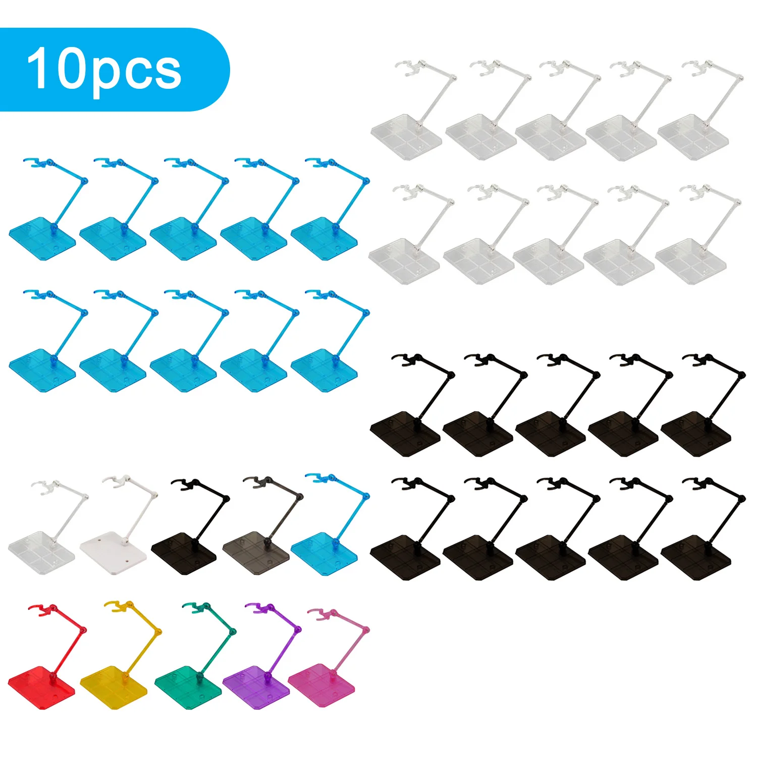 

10pcs Assembly Action Figure Display Holder Base Doll Model Support Stand Compatible with HG RG SD SHF Gundam 1/144 Toy