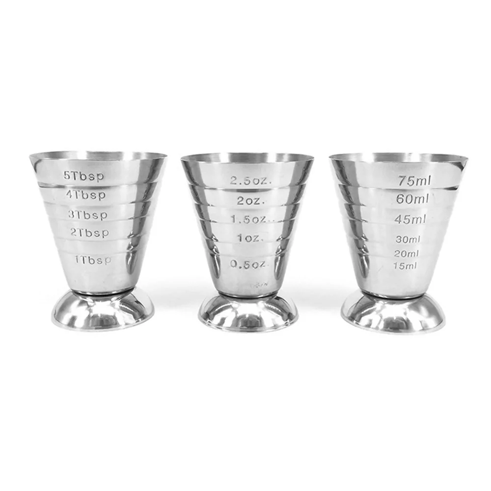 75ML Stainless Steel Measure Cup Cocktail Tool Bar Mixed Drink Cocktail Tools Bar Jigger Cup Barware Home Supply stainless steel measuring cups measuring jigger