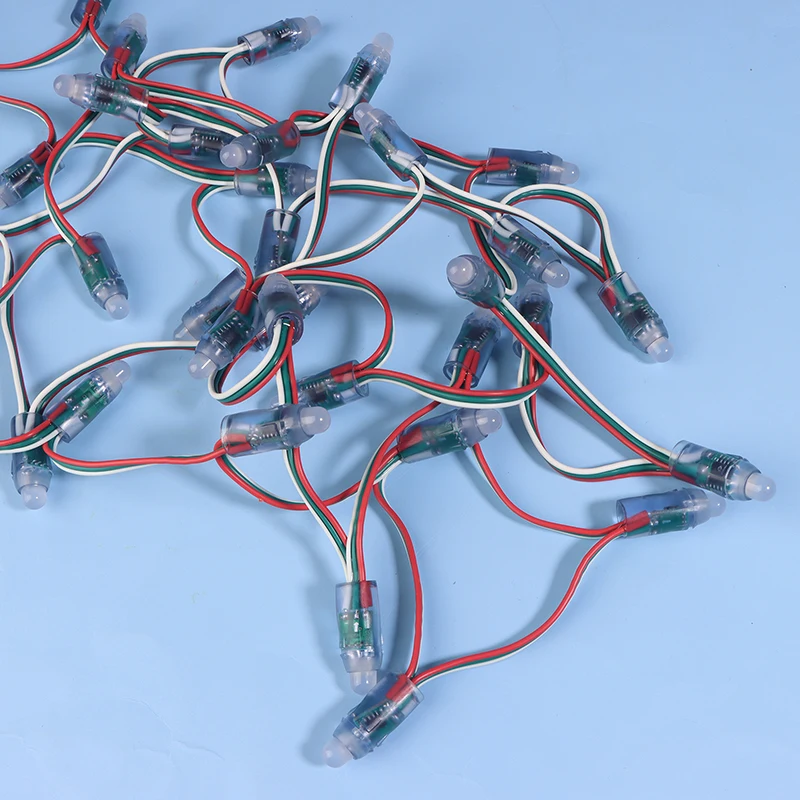 50Pcs DC5V WS2811 Full Color LED Pixel Light Module 12MM 14CM Wires IP68 Waterproof RGB Digital Led Strings For Festival Decor