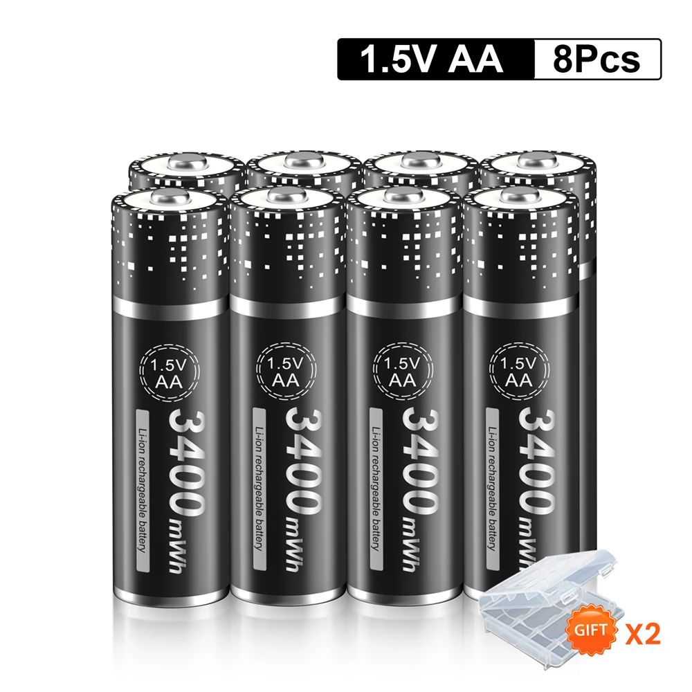 2 16Pcs 1.5 V Aa Oplaadbare Batterij 3400mWh Li Ion Lithium Liion Li Ion 1.5 Volt Aa Batterijen voor Speelgoed Camera Zaklamp|Oplaadbare Batterijen| - AliExpress