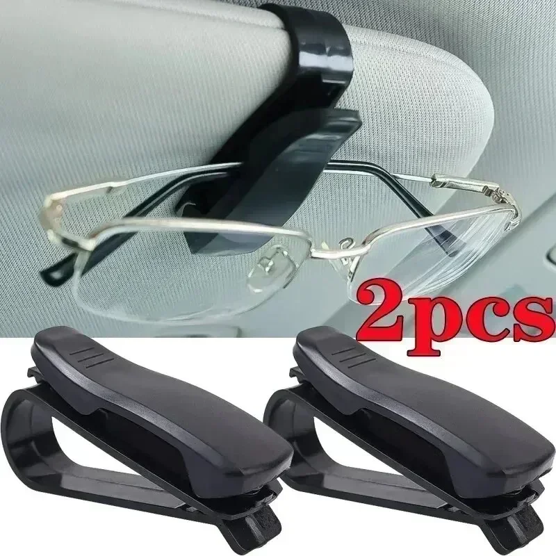 2pcs New Practical Useful High Quality Car Glasses Clip ABS Mount Receipt Replaces Sun Visor Ticket Accessory Black